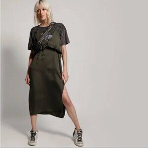 One Teaspoon KHAKI TYLER RUFFLE SLIP DRESS